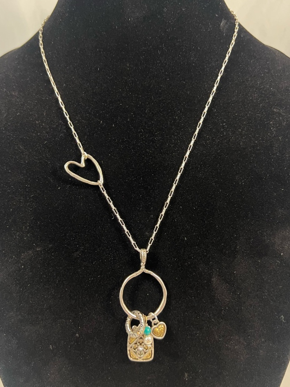 Brighton Art & Soul Live Well Laugh Often Love Much Heart Charm Pendant Necklace